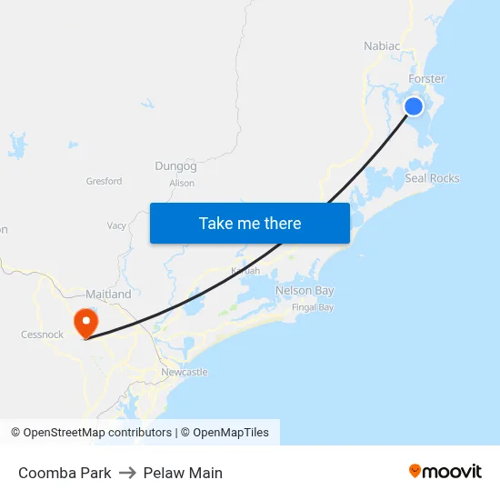 Coomba Park to Pelaw Main map