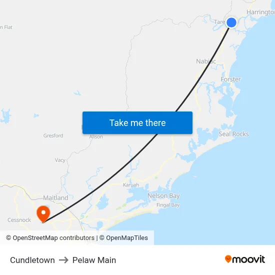 Cundletown to Pelaw Main map