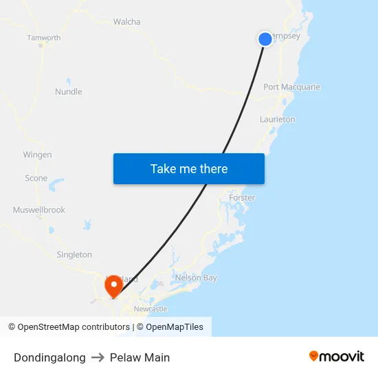 Dondingalong to Pelaw Main map
