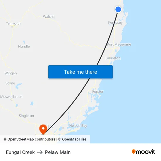 Eungai Creek to Pelaw Main map
