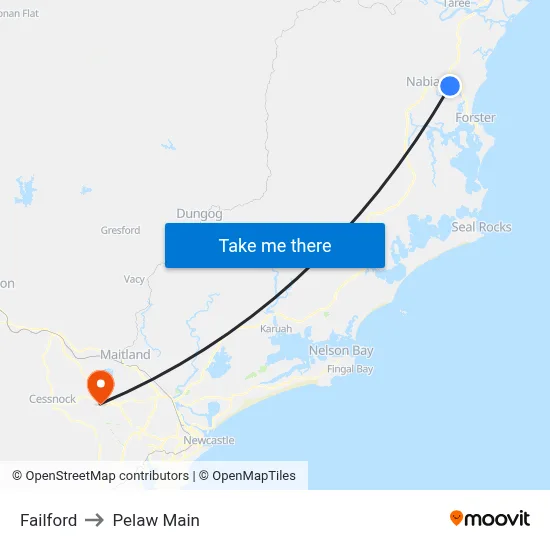 Failford to Pelaw Main map