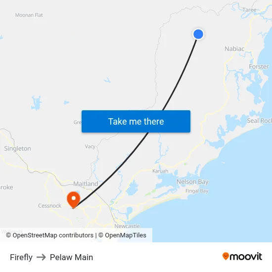 Firefly to Pelaw Main map
