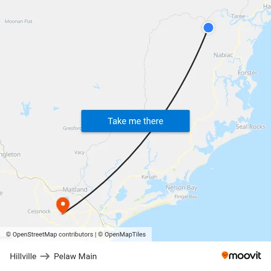 Hillville to Pelaw Main map