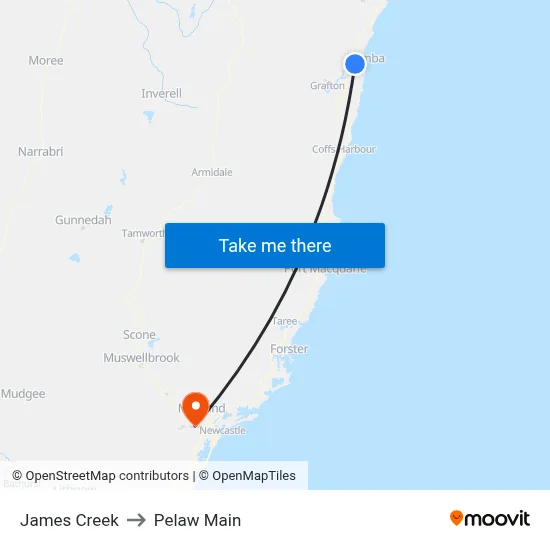 James Creek to Pelaw Main map