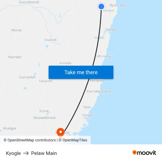 Kyogle to Pelaw Main map
