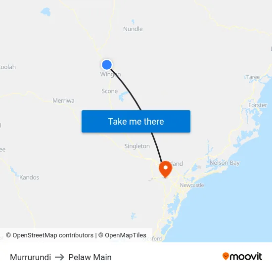 Murrurundi to Pelaw Main map