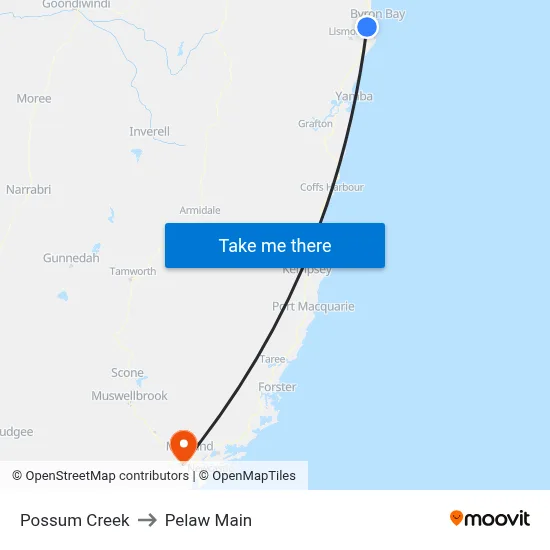 Possum Creek to Pelaw Main map