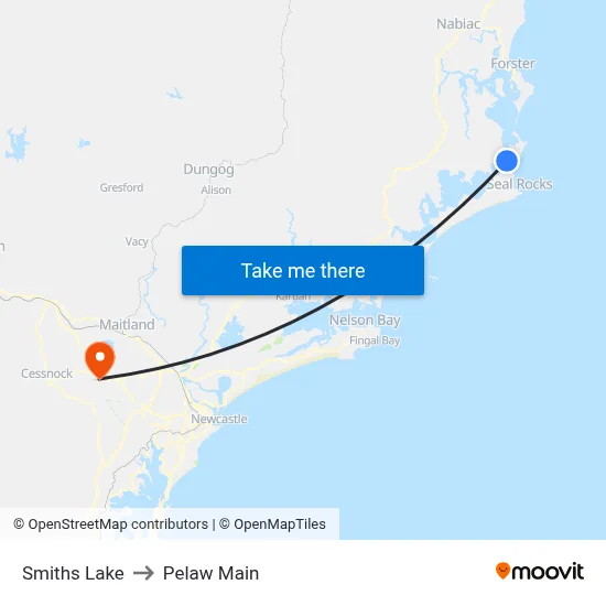 Smiths Lake to Pelaw Main map