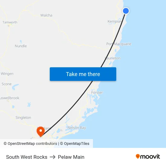 South West Rocks to Pelaw Main map