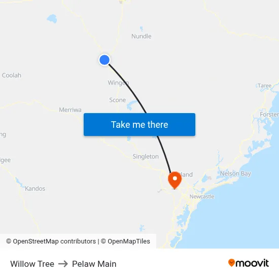Willow Tree to Pelaw Main map
