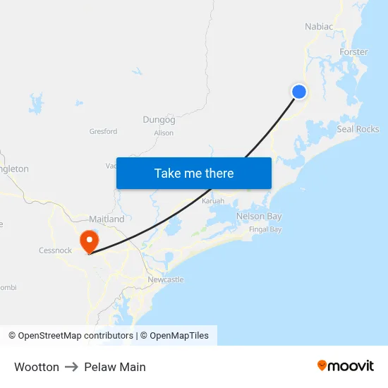 Wootton to Pelaw Main map