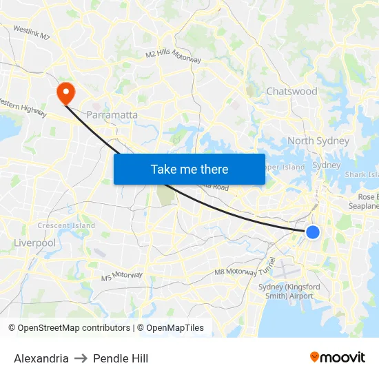 Alexandria to Pendle Hill map