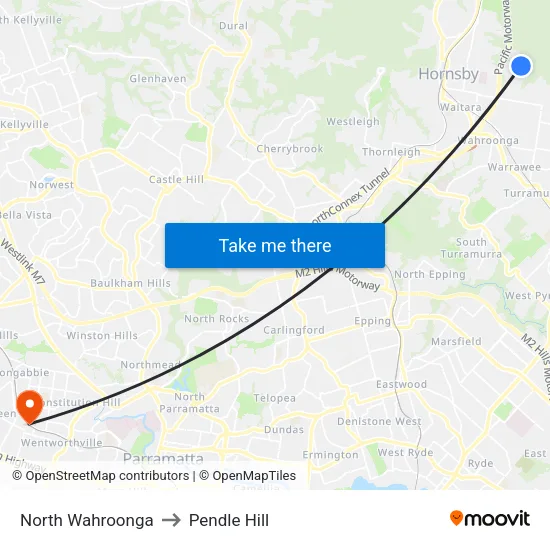 North Wahroonga to Pendle Hill map