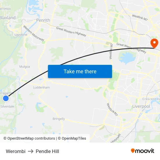 Werombi to Pendle Hill map