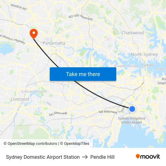 Sydney Domestic Airport Station to Pendle Hill map