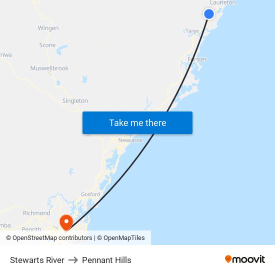 Stewarts River to Pennant Hills map