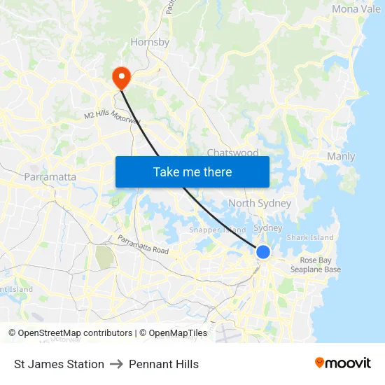 St James Station to Pennant Hills map