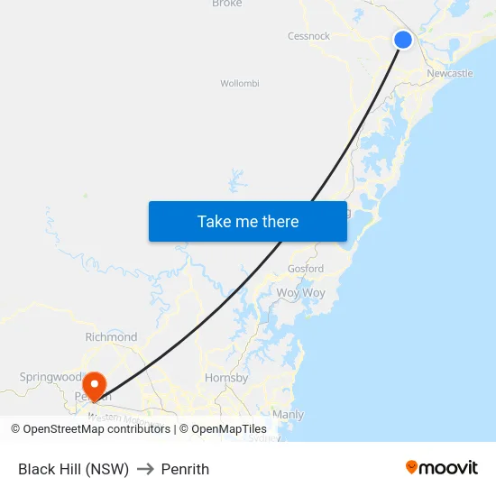 Black Hill (NSW) to Penrith map