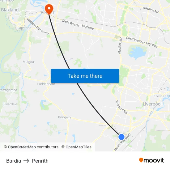Bardia to Penrith map