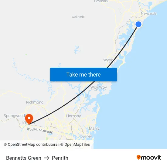 Bennetts Green to Penrith map