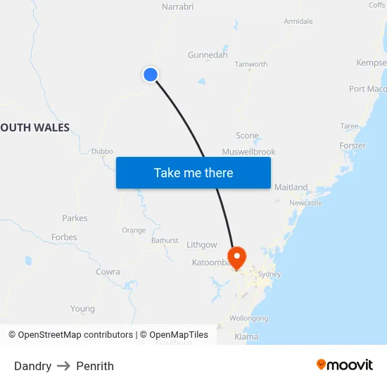 Dandry to Penrith map