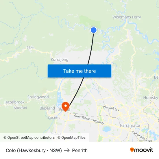 Colo (Hawkesbury - NSW) to Penrith map