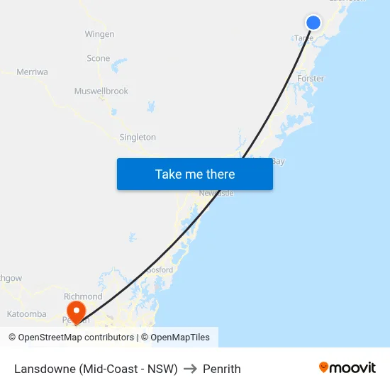 Lansdowne (Mid-Coast - NSW) to Penrith map