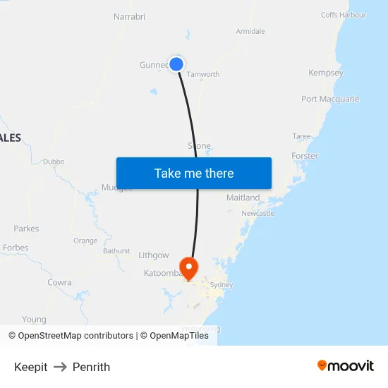 Keepit to Penrith map