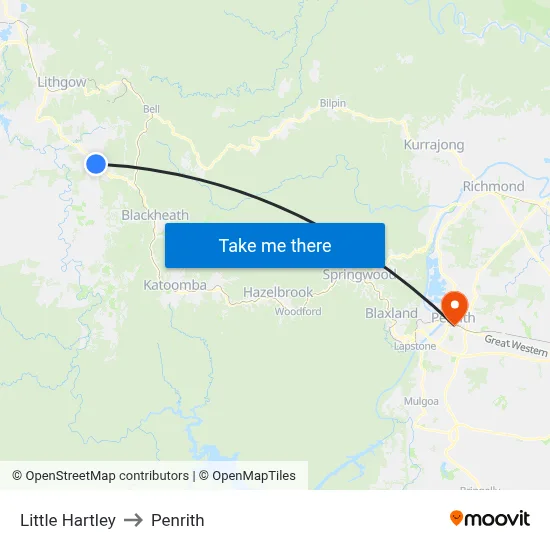 Little Hartley to Penrith map