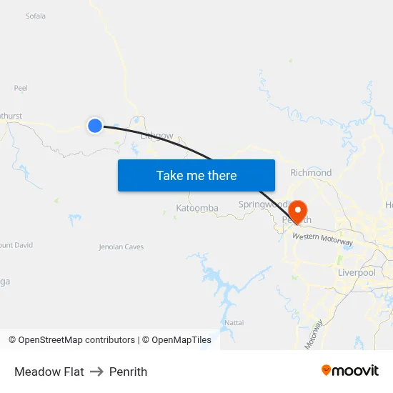 Meadow Flat to Penrith map