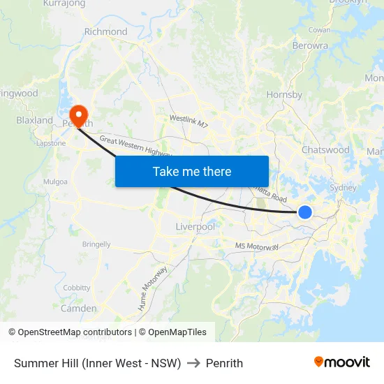 Summer Hill (Inner West - NSW) to Penrith map