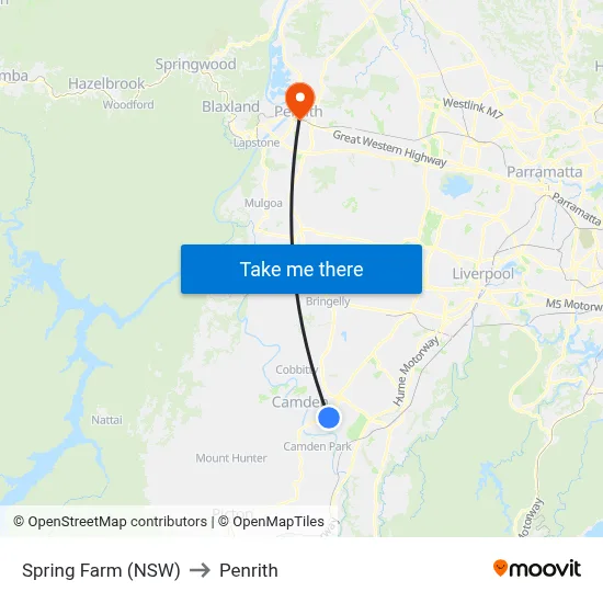 Spring Farm (NSW) to Penrith map
