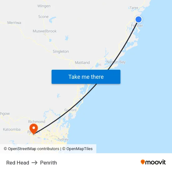 Red Head to Penrith map