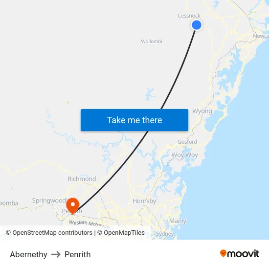 Abernethy to Penrith map