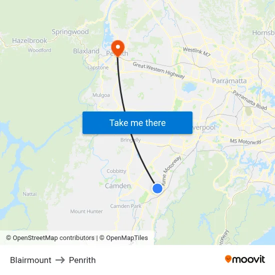 Blairmount to Penrith map