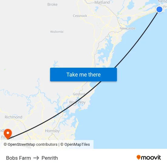 Bobs Farm to Penrith map