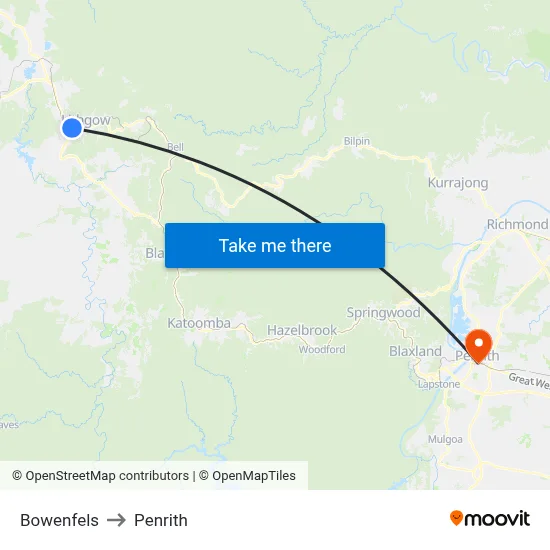 Bowenfels to Penrith map