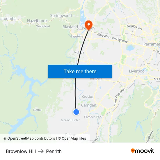 Brownlow Hill to Penrith map
