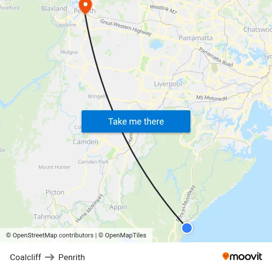 Coalcliff to Penrith map