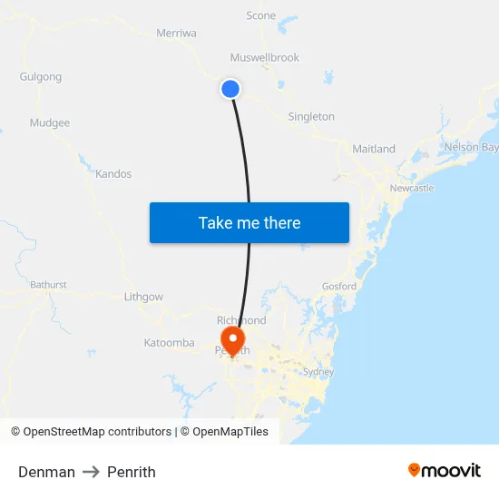 Denman to Penrith map