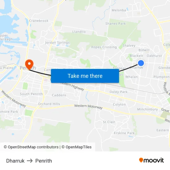 Dharruk to Penrith map