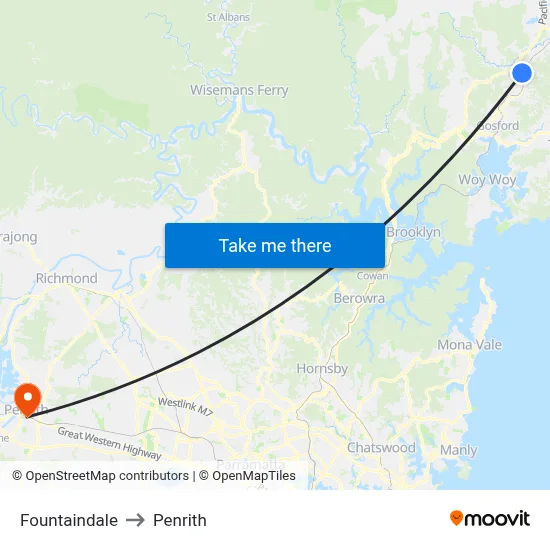 Fountaindale to Penrith map