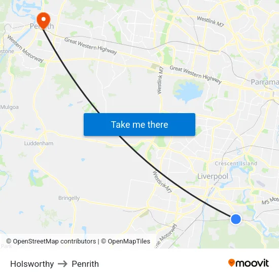 Holsworthy to Penrith map