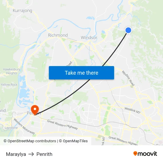 Maraylya to Penrith map