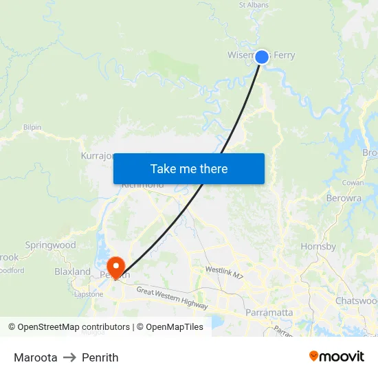 Maroota to Penrith map