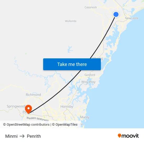 Minmi to Penrith map