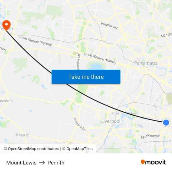 Mount Lewis to Penrith map