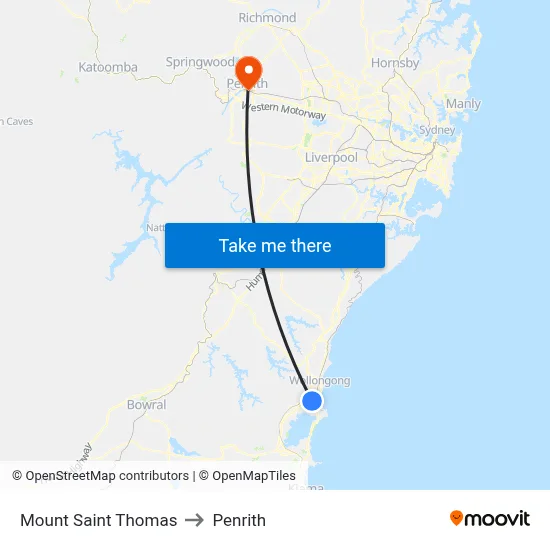 Mount Saint Thomas to Penrith map