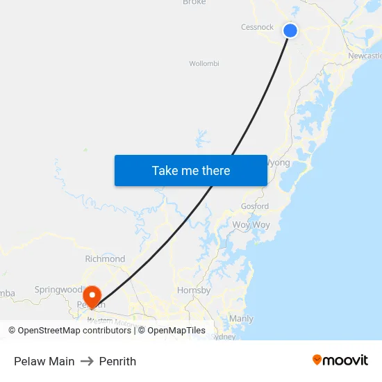 Pelaw Main to Penrith map