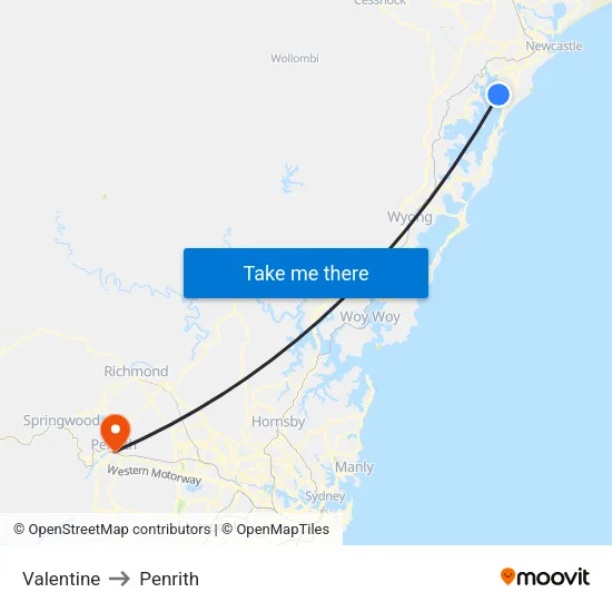 Valentine to Penrith map